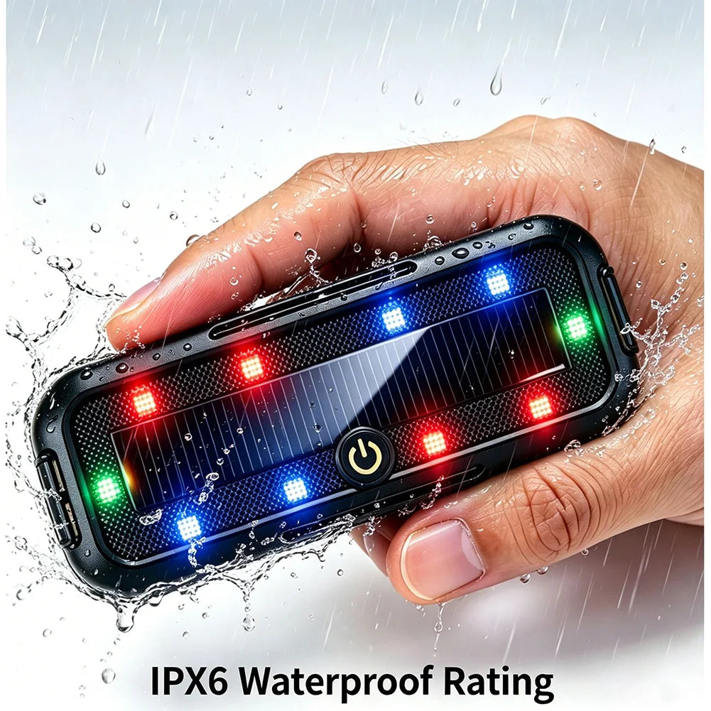 For Motorcycle off-road Bike Safety Lamp 1X Solar Strobe Warning