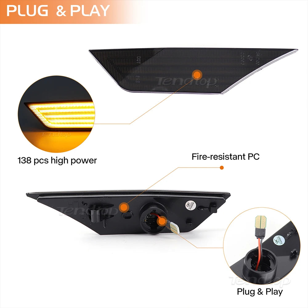 For 2016 - 2021 Honda Civic Side Marker Sequential Turn Signal