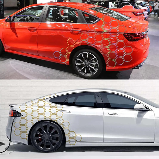 Honeycomb Pattern Waist Line Decal Modification Body Lace Sticker