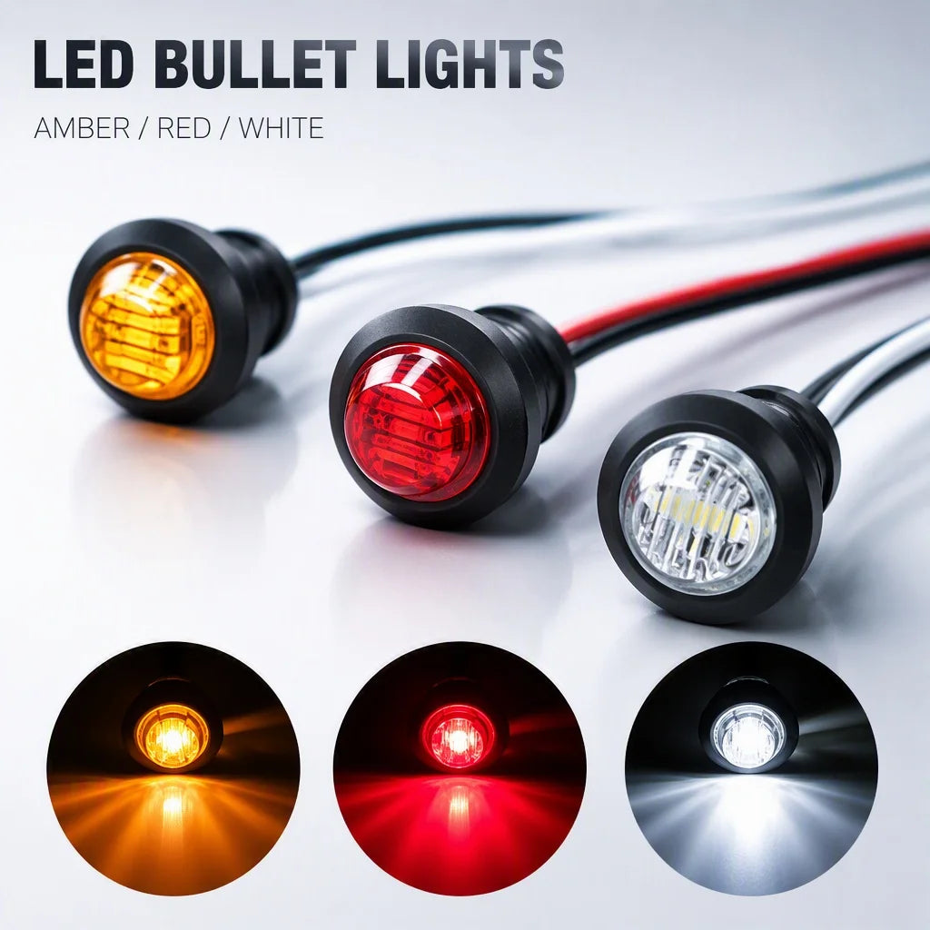 2PCS 12 24V Bullet Side Marker Indicator Clearance Truck