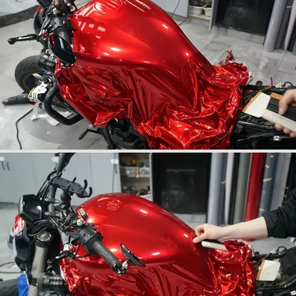 Premium Candy Gloss Metallic Red Vinyl Wrap Film Self