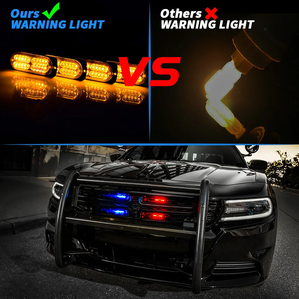 4PCS Set Grille Strobe Flash Signal Beacon Warning Side