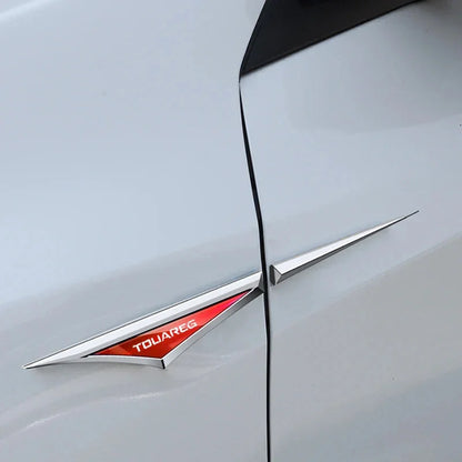 For Volkswagen VW Touareg 3D Alloy 2PCS Knife Emblem Body Side