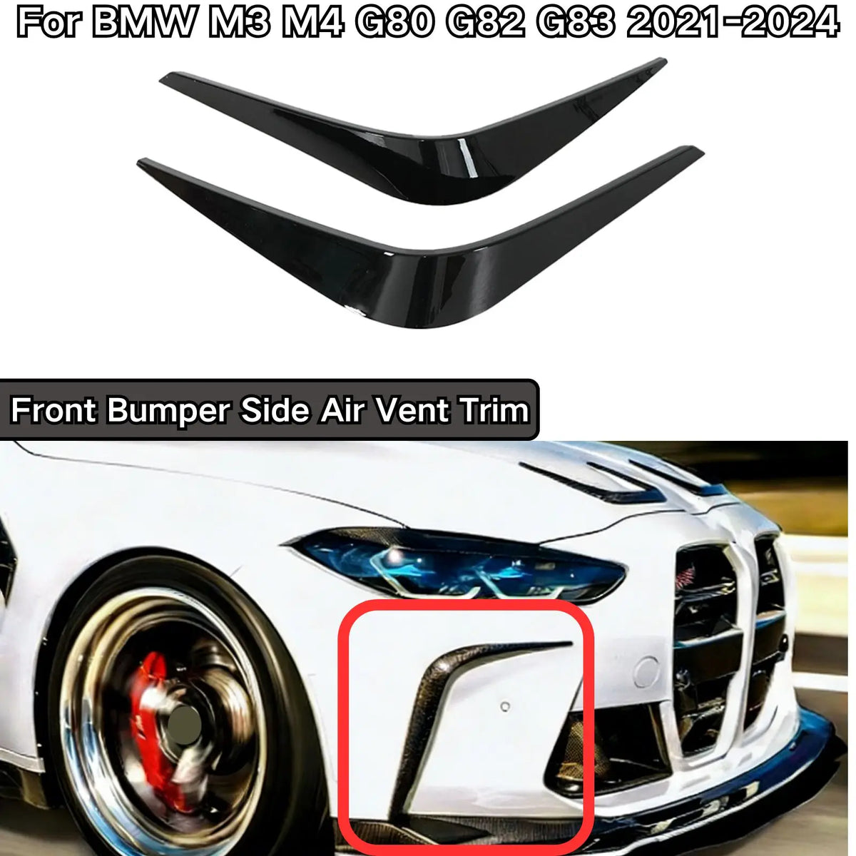 For BMW M3 M4 G80 G82 G83 2021-2024 Front Bumper Side Air Vent