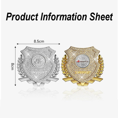 Diamond Studded Wheat Ear Emblem Sticker 3D Metal Badge