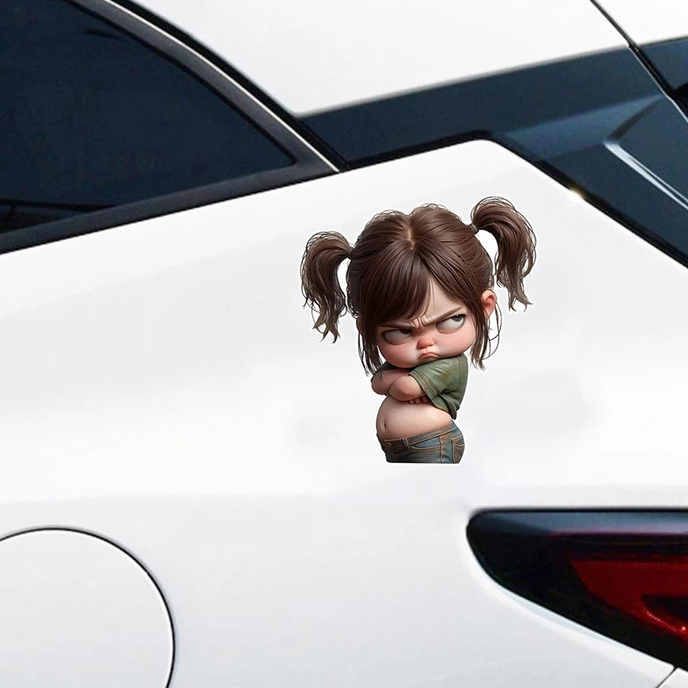 For Laptop 11.5x13cm Angry Girl Cartoon Vinyl Decal
