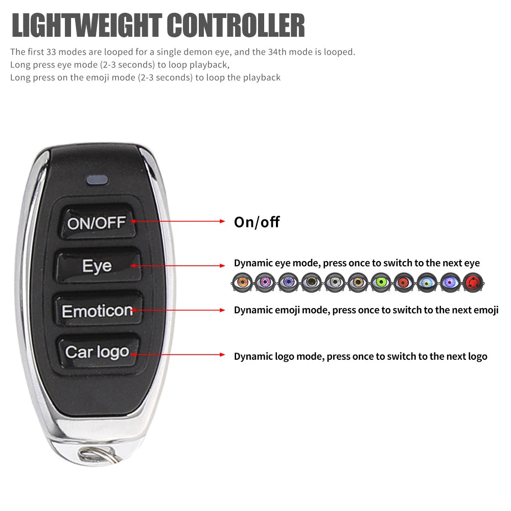 3D Lens Dynamic Evil Eyes Remote Control 3inch Demon