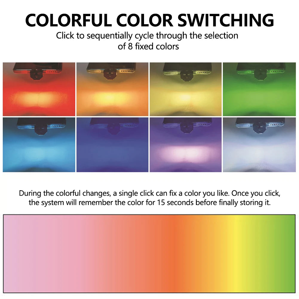 1PC 2PCS type-c Sensing RGB Ambient Adjustable Direction USB