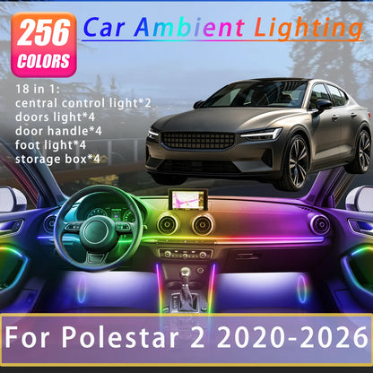 For Polestar 2 2020-2026 Years Interior Ambient Strips Breathing