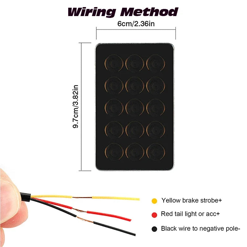 12V F1 Brake Pilot Red Black Rear Tail Flashing