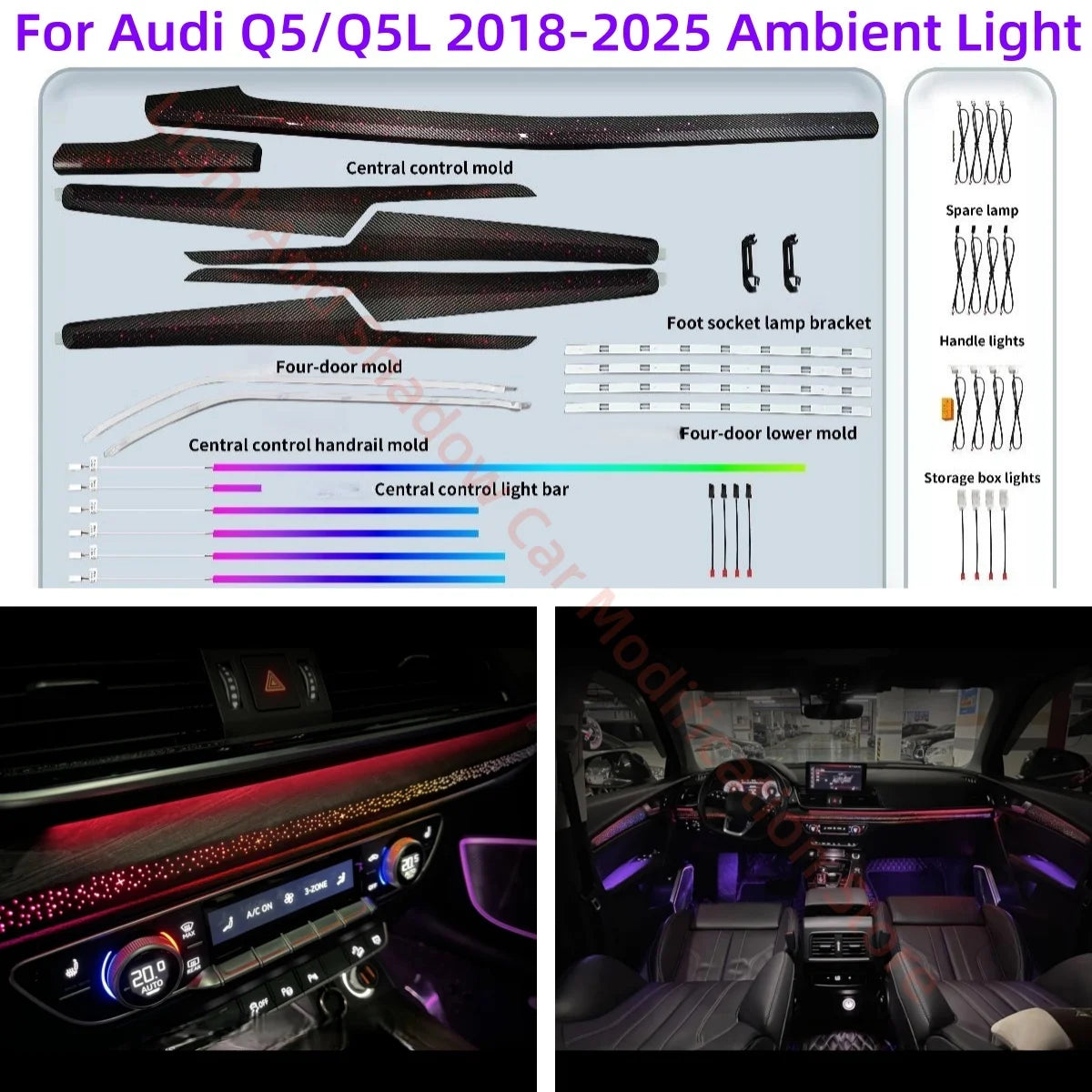 For Audi Q5 Q5L 2018-2025 Atmosphere Ambient Interior Lighting