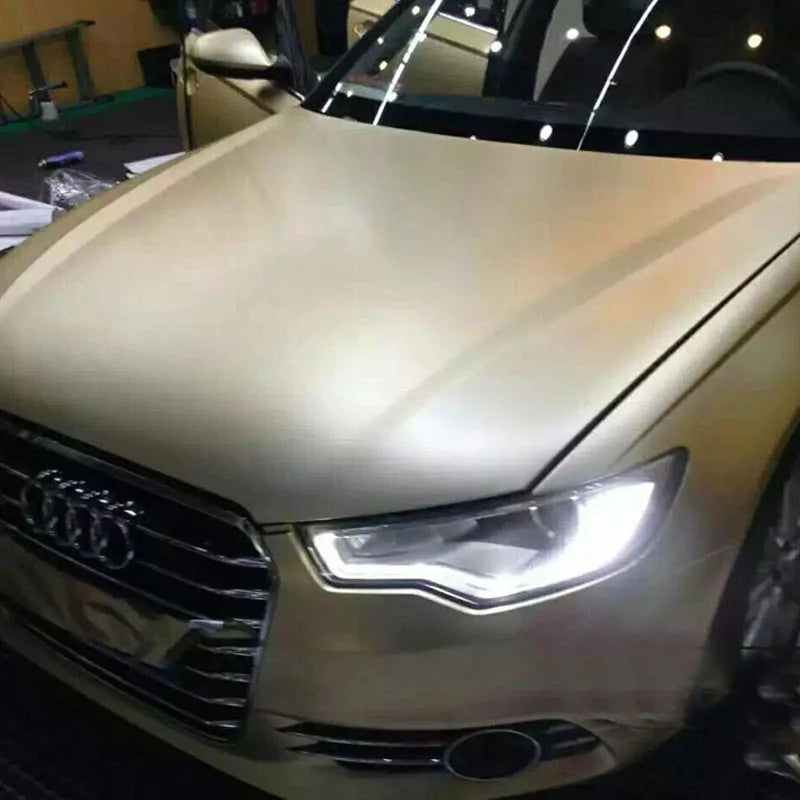 Champagne Gold Matte Metallic Chrome Vinyl Wrap Foil Air