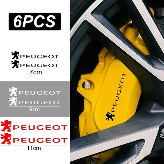For Puegeot 308GTI 206 208 301 6PCS Caliper Sticker 306 307 407