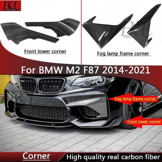 For BMW M2 F87 2014-2021 Carbon Fiber Corner Wrap Front Bumper