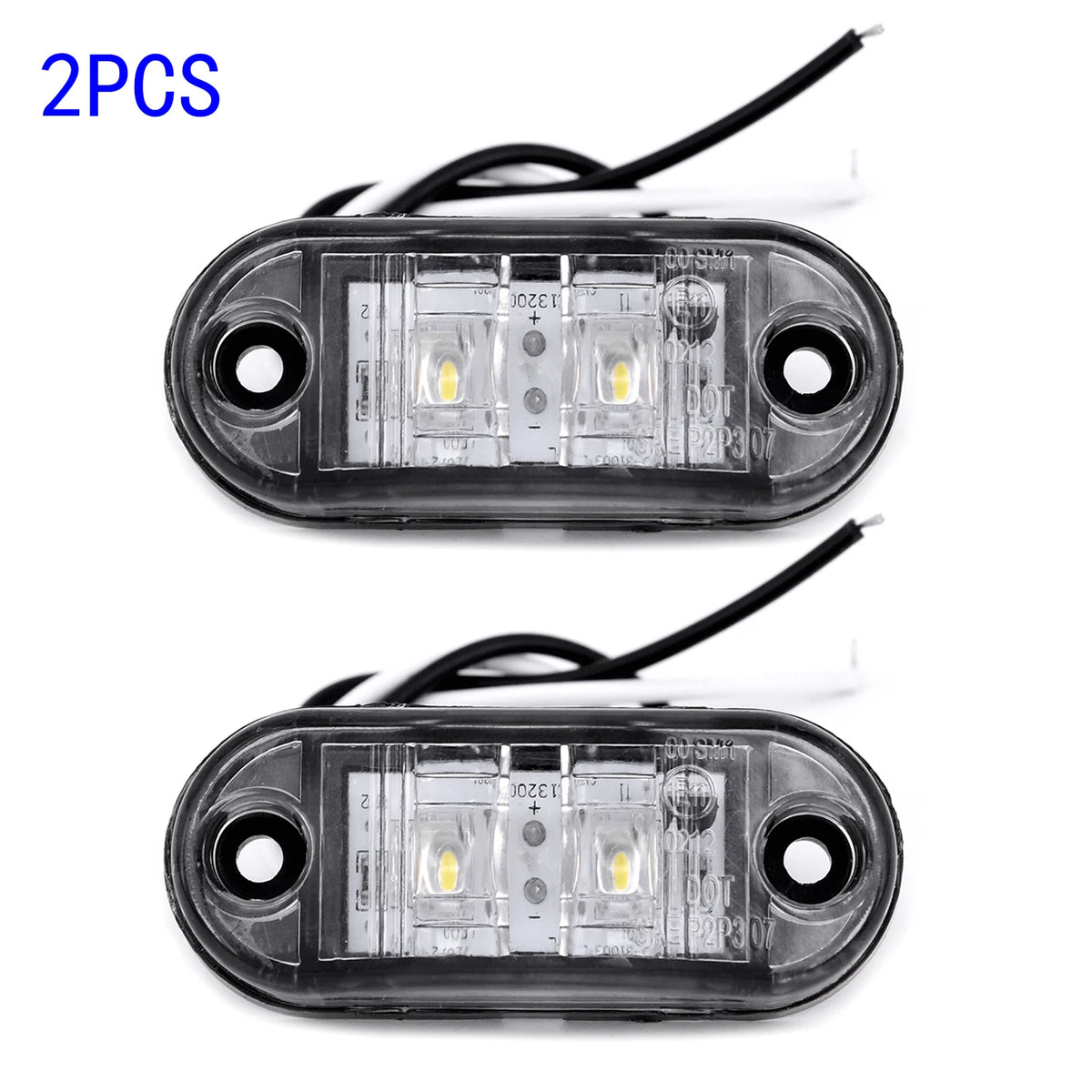 2PCS 12V Side Marker Tail Trailer Truck White Clearance
