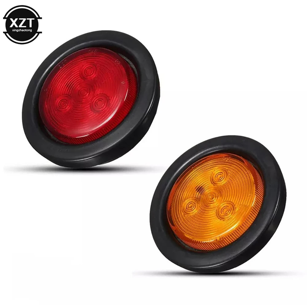 12V 24V 4LED Round Side Marker Orange Red Indicator
