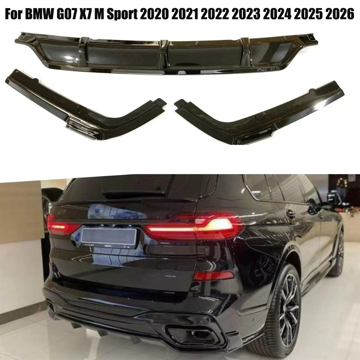 For BMW G07 X7 M Sport 2020 2021 2022 2023 Rear Bumper Black