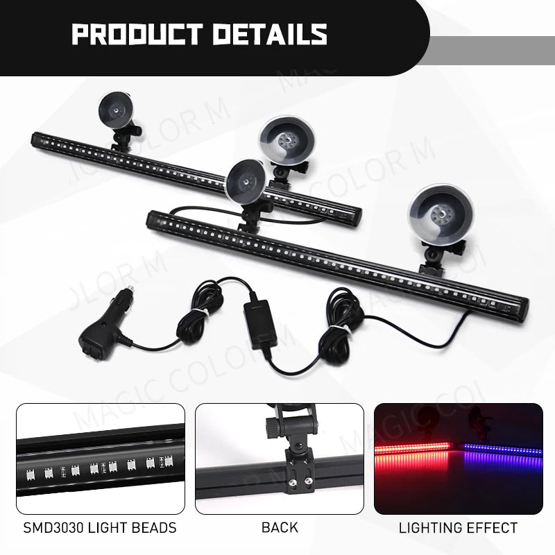 Strobe Yellow Flash Warning 2-in-1 3030 Smd Windshield Bar