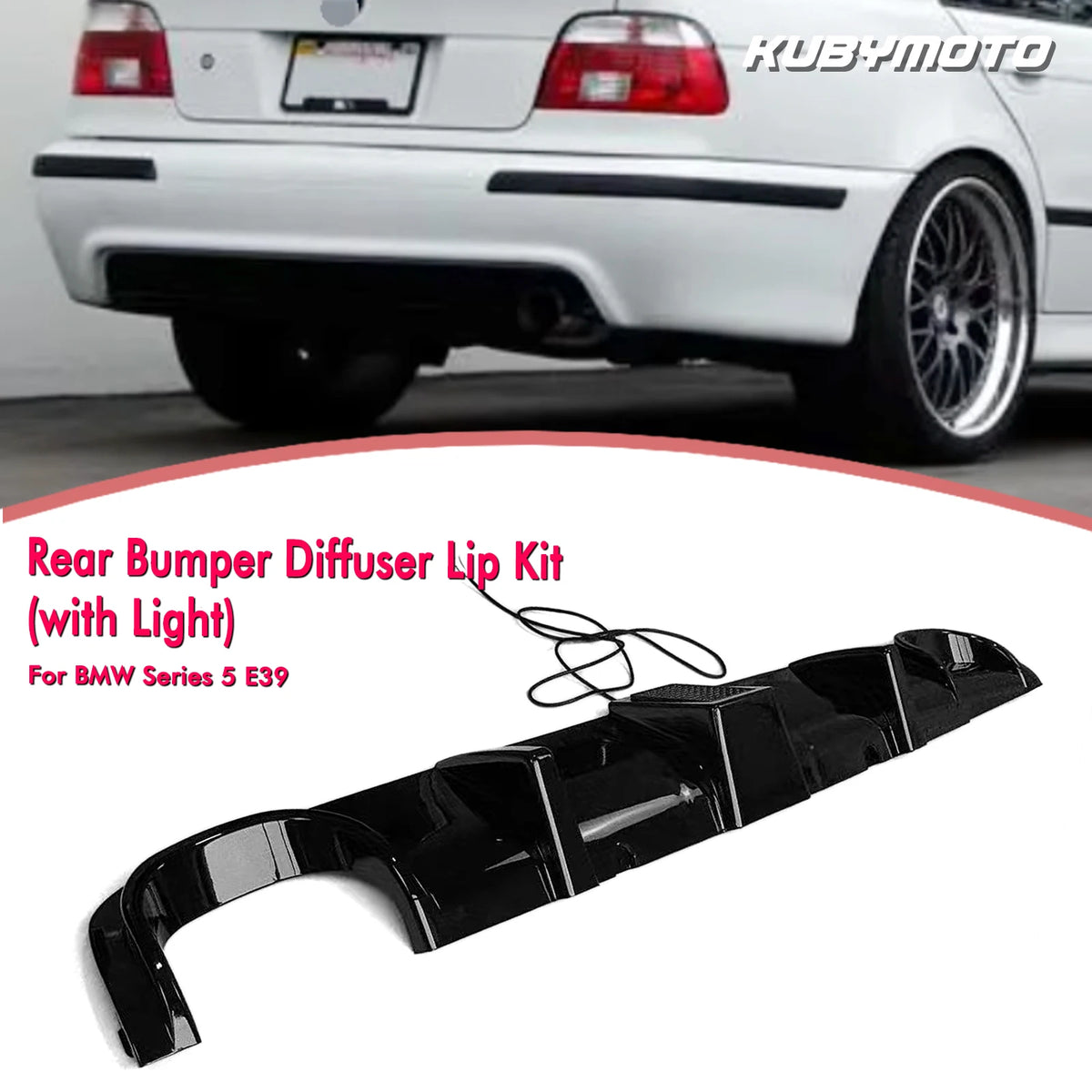 For BMW 5 Series E39 M Glossy Black Rear Diffuser Lip Lower