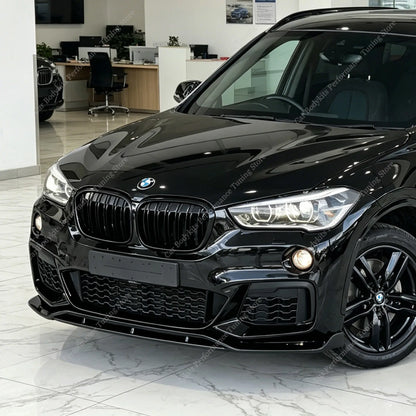 For BMW X1 F48 M Sport Gloss Black Mt Front Bumper Lip Spoiler
