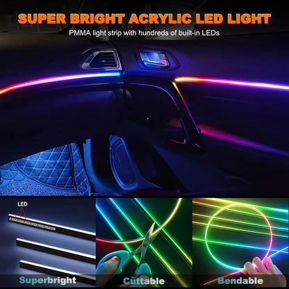 For Tesla Model 3 Y S 2IN1 Dynamic Neon Ambient RGB Acrylic
