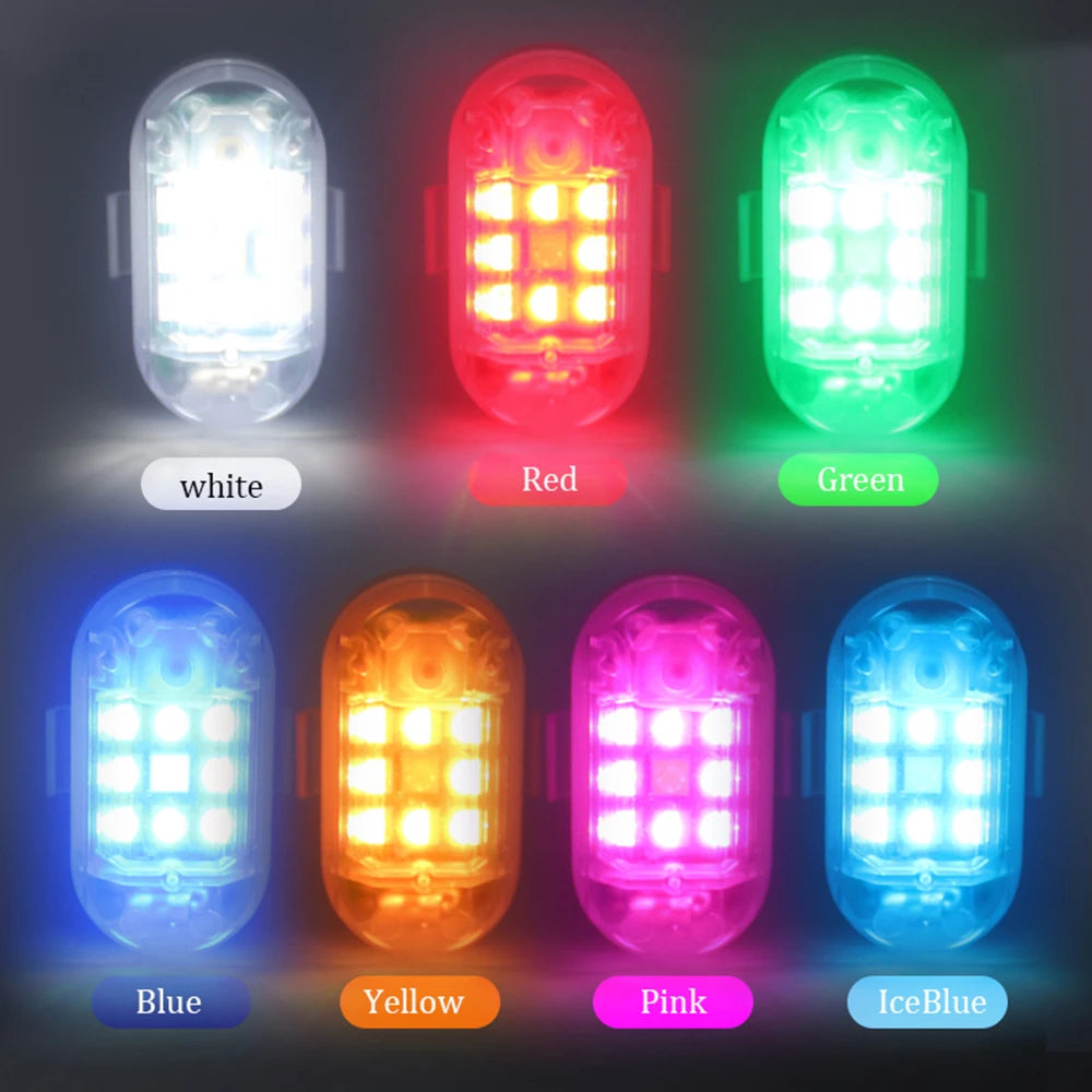 4PCS Wireless Remote Flash Motorcycle RGB Warning MINI Signal