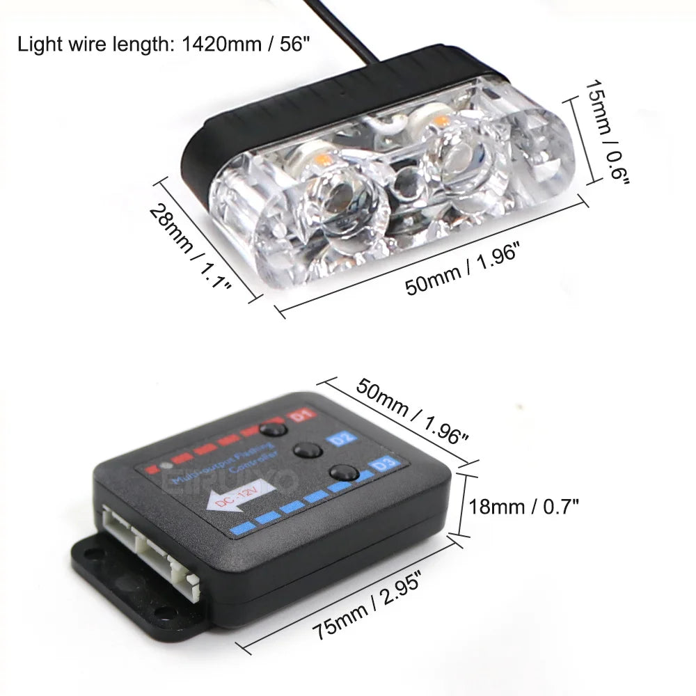 12 Front Grille Strobe 12V Flashing Emergency Warning Flash