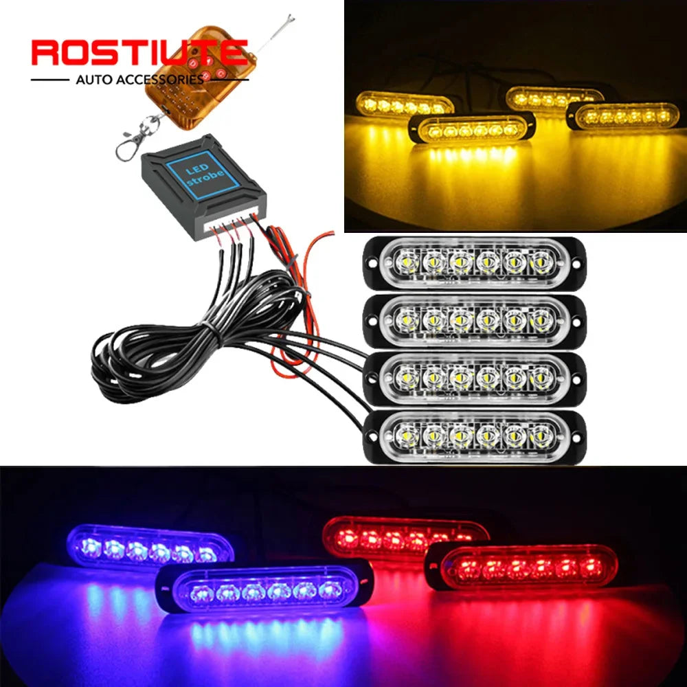 For Off-Road 12V 24 Grille Strobe Wireless Control Warning