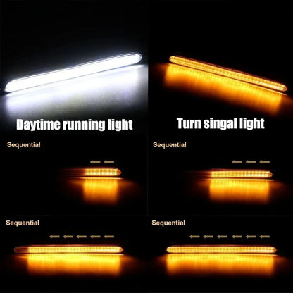 2PCS Drl Sequential Turn Signal Strip Daytime Running Headlight