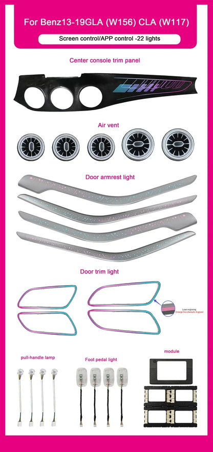 For Mercedes-Benz Cla Gla A B-Class 64-color Interior Lighting