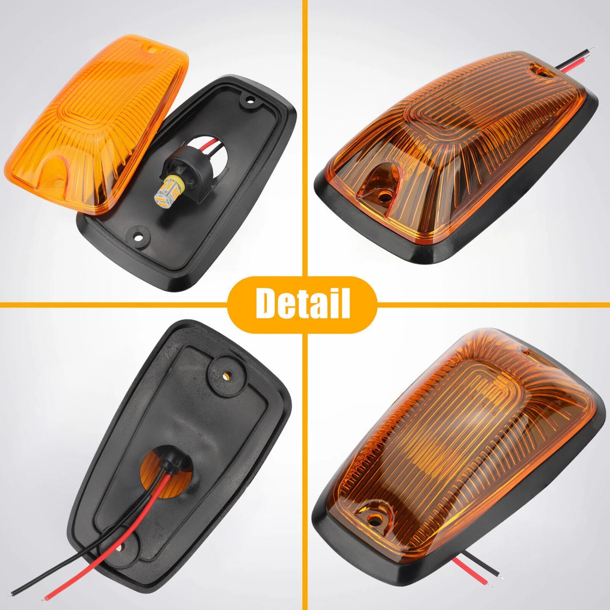 For 1988-2002 Chevy GMC Pickup 5PCS Amber Cab Marker Roof