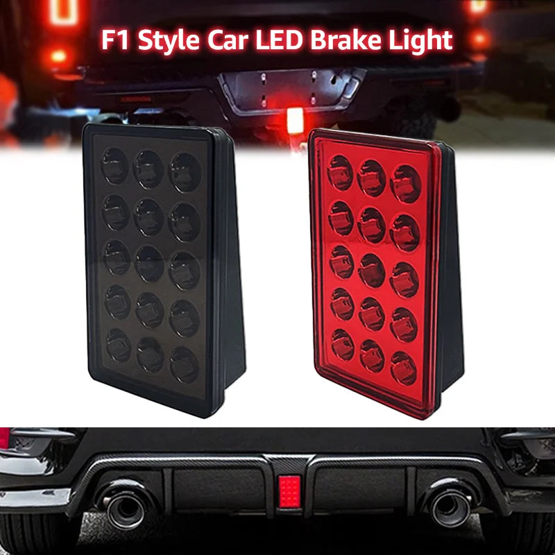 12V F1 Brake Pilot Red Black Rear Tail Flashing