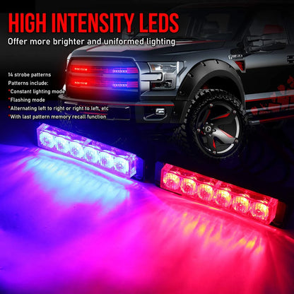 12LED Warning Strobe Strip Remote Control Daytime Running