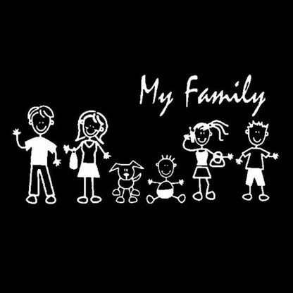Family Decal Window Sticker Stick Figure Kid Baby Cat