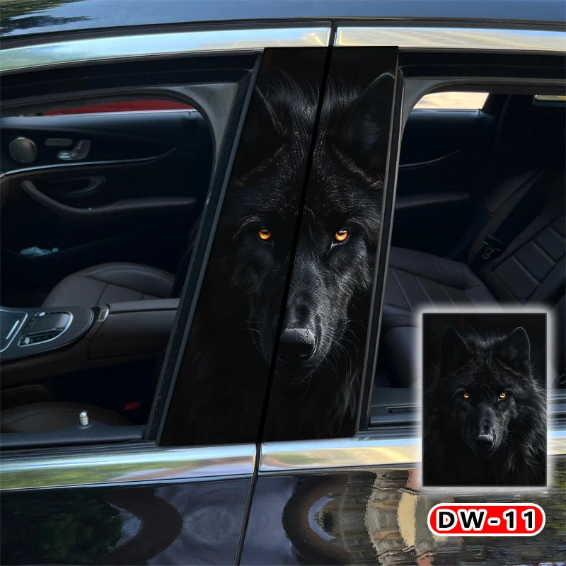 2PCS Wolf Sticker b-pillar Vinyl Decal Animal Door Post