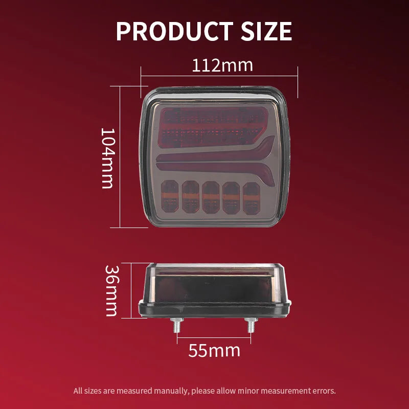 For Trailer Bus Tractor Truck 4inch Square Brake Tail Modified
