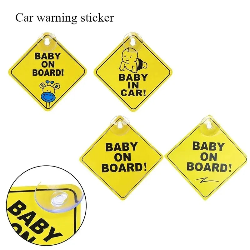 Baby On Board Safety Window Suction Cup Yellow Warning