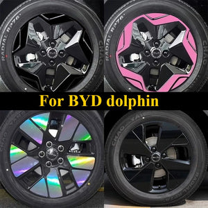 For BYD Dolphin Contour-Cut Wheel Decals Rainbow Laser