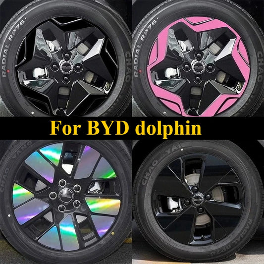For BYD Dolphin Contour-Cut Wheel Decals Rainbow Laser