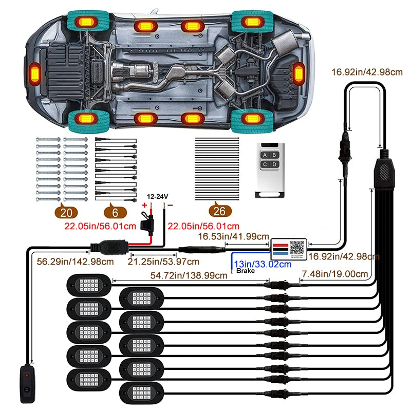 For Offroad Yilaie RGB Rock 12 Pods APP Rf Control Neon