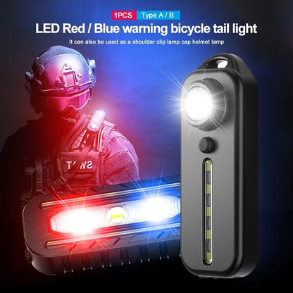 Red Blue Shoulder Clip USB Charging Flashing Warning Safety