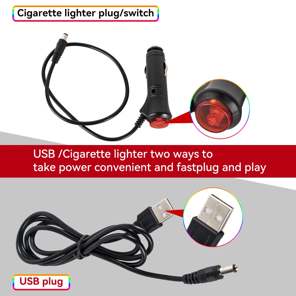 RGB Atmosphere Interior Strip Foot Ambient USB Cigarette Remote