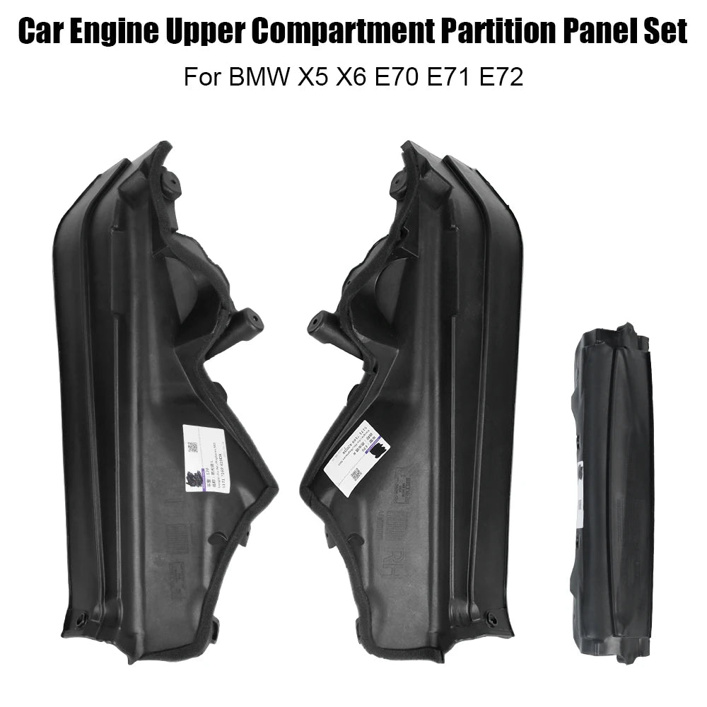 For BMW X5 X6 E70 E71 3PCS Engine Upper Compartment Partition