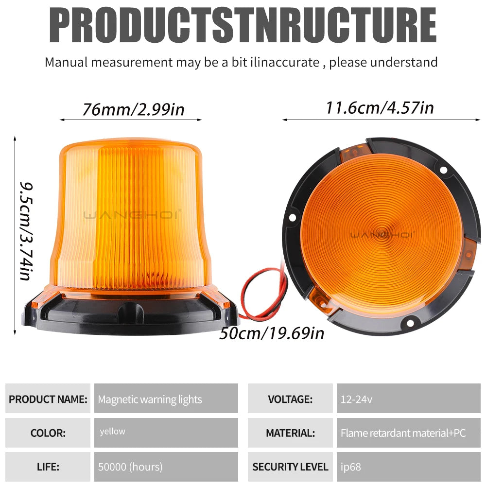 12-24v Roof Strobe Magnetic Safety Flashing Beacon Emergency