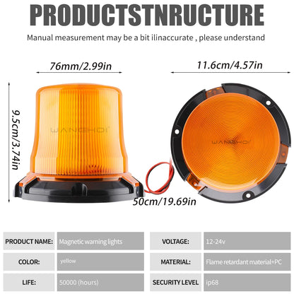 12-24v Roof Strobe Magnetic Safety Flashing Beacon Emergency
