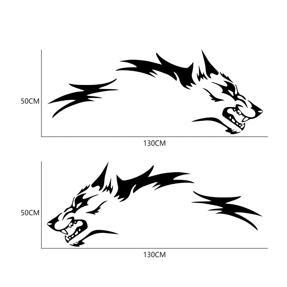 2PC Large Size Stickers Coyote Wolf Grunge Design Vinyl
