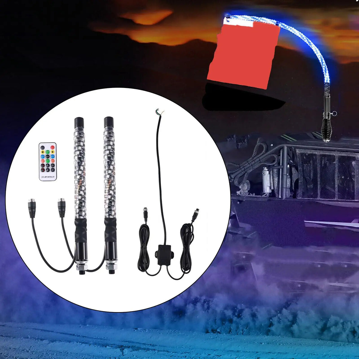 Lighted Antenna Whips Assembly Offroad Part Truck 1FT RGB
