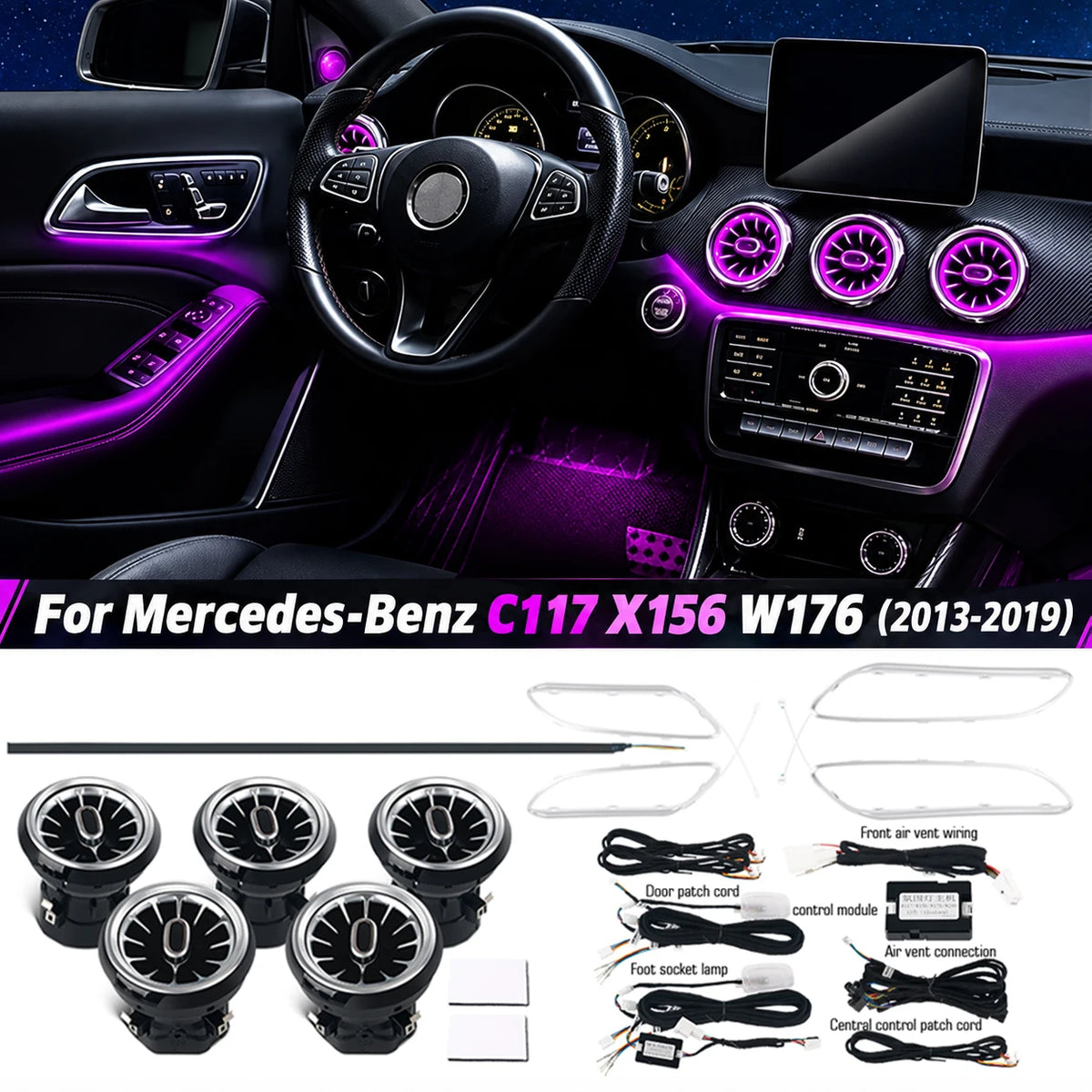 For Benz W176 C117 X156 A Cla Gla 12 Colors Ambient Turbine Air