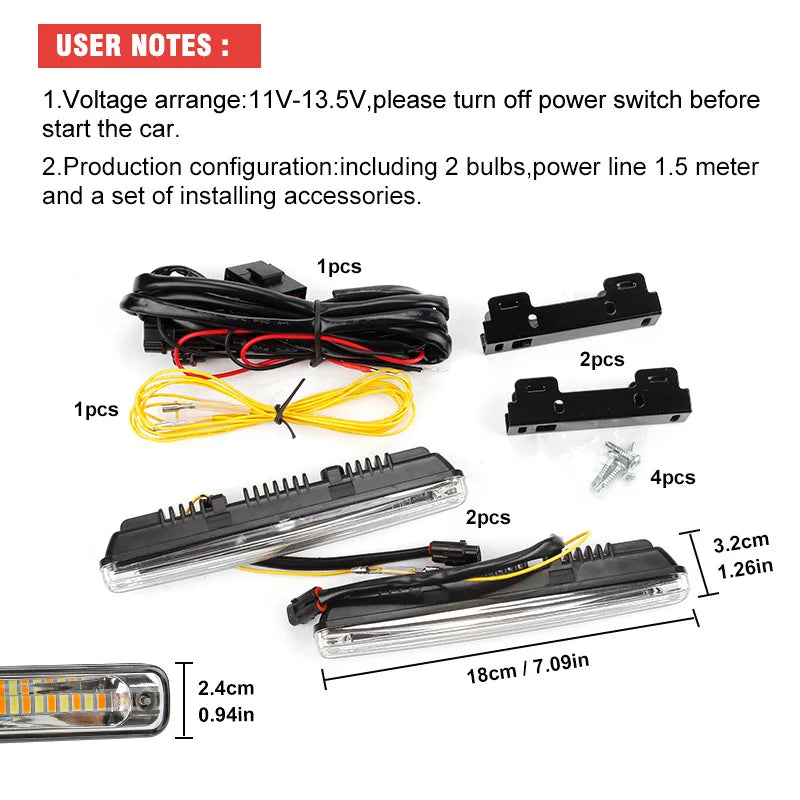 2PCS 30LED Daytime Running Riving Drl Turn Signal Fog