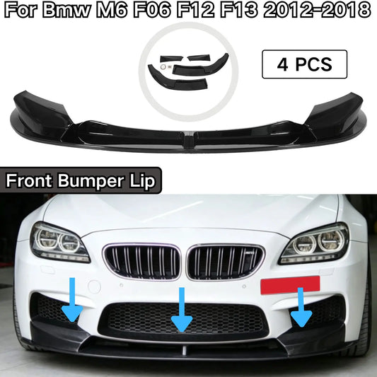 For BMW M6 F06 F12 F13 2012-2018 Front Bumper Lip Glossy Black